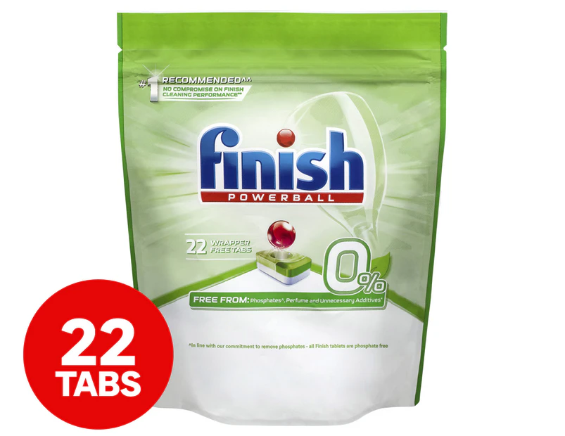 Finish Powerball 0% Wrapper Free Dishwasher Tablets 22pk