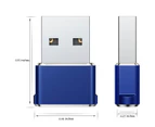 Momax USB C Female to USB Male Adapter 2 Pack Type A Charger Cable Power Converter for iPhone 13 Pro Max-Blue