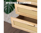 Oikiture 6 Chest of Drawers Tallboy Cabinet Bedroom Clothes Storage Rattan Wood - Natural Beige