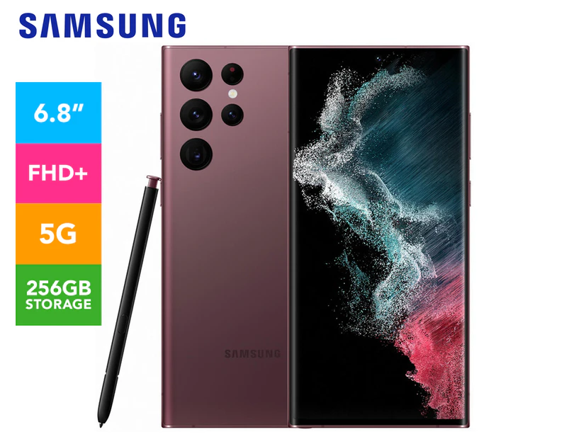 Samsung Galaxy S22 Ultra 5G 256GB Smartphone Unlocked - Burgundy