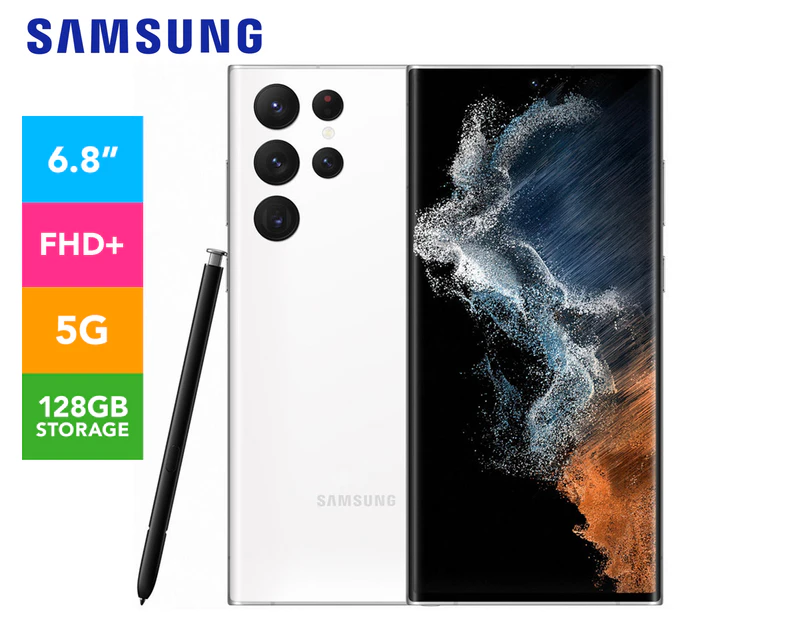 Samsung Galaxy S22 Ultra 5G 128GB Smartphone Unlocked - Phantom White