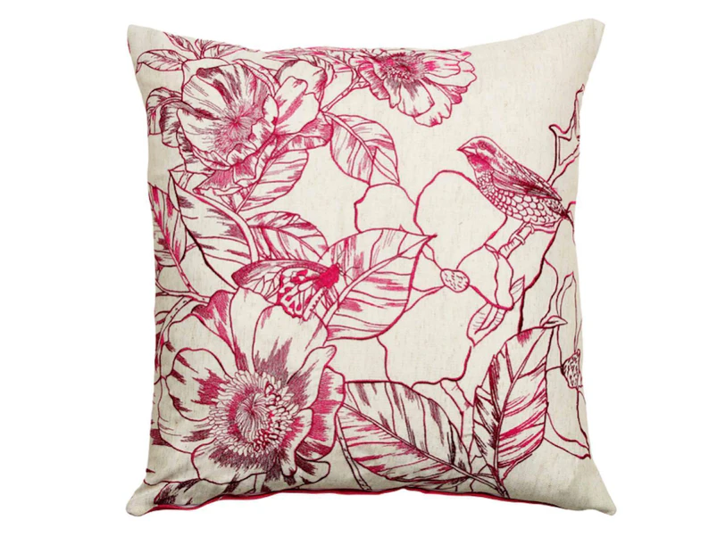 Abigail Square 50x50cm Embroidered Cushion Cover - Fuchsia