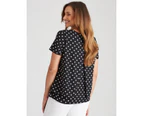 W.Lane Double Layer Top - Womens - Black & White Spot