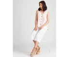 Katies Linen Blend Sleeveless Shirt - Womens - Peach