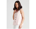 Katies Linen Blend Sleeveless Shirt - Womens - Peach