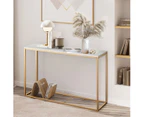 Hall End Console Table Sofa Entrance Plant Flower Stand TV Shelf Faux Marble Gold