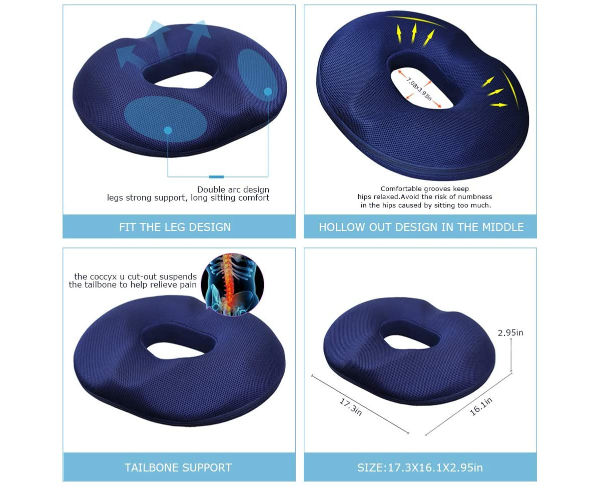 Patented Design Donut Pillow Tailbone Hemorrhoid for Support Pain