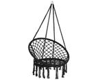 Costway Outdoor Hanging Hammock Chair Macrame Cotton Swing Chair Metal Frame Indoor Garden Patio, Black