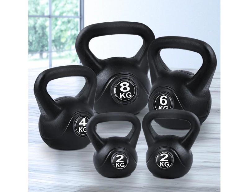 Everfit 22kg Kettlebell Set Weight Lifting Kettlebells Bench Dumbbells Gym Home