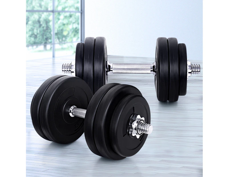 Everfit 30kg Dumbbell Set Weight Plates Dumbbells Lifting Bench