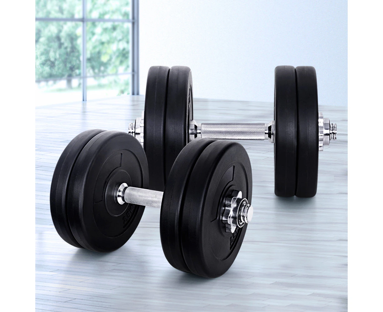 Everfit 25kg Dumbbell Set Weight Plates Dumbbells Lifting Bench