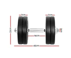 Everfit 25kg Dumbbell Set Weight Plates Dumbbells Lifting Bench