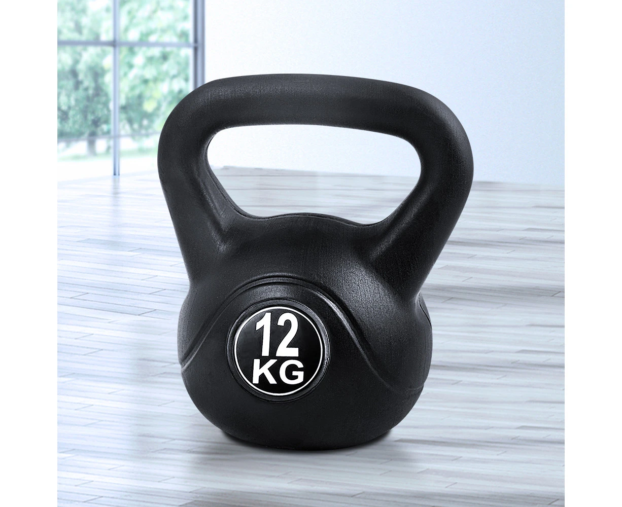 Everfit 12kg Kettlebell Set Weight Lifting Bench Dumbbells Kettle Bell Gym Home