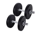 Everfit 15kg Dumbbell Set Weight Plates Dumbbells Lifting Bench