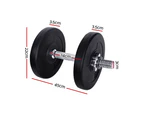 Everfit 15kg Dumbbell Set Weight Plates Dumbbells Lifting Bench