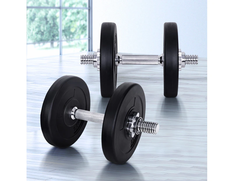 Everfit 15kg Dumbbell Set Weight Plates Dumbbells Lifting Bench