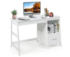 Giantex Computer Desk Writing Table w/ Spacious Desktop & Storage Shelf Drawer Modern Office Desk Study Table, White