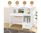 Giantex Computer Desk Writing Table w/ Spacious Desktop & Storage Shelf Drawer Modern Office Desk Study Table, White