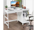 Giantex Computer Desk Writing Table w/ Spacious Desktop & Storage Shelf Drawer Modern Office Desk Study Table, White