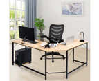 Giantex L-shaped Computer Desk Corner Desk w/ CPU Stand Home Office Writing Desk for Two People Space-Saving Workstation,Natural