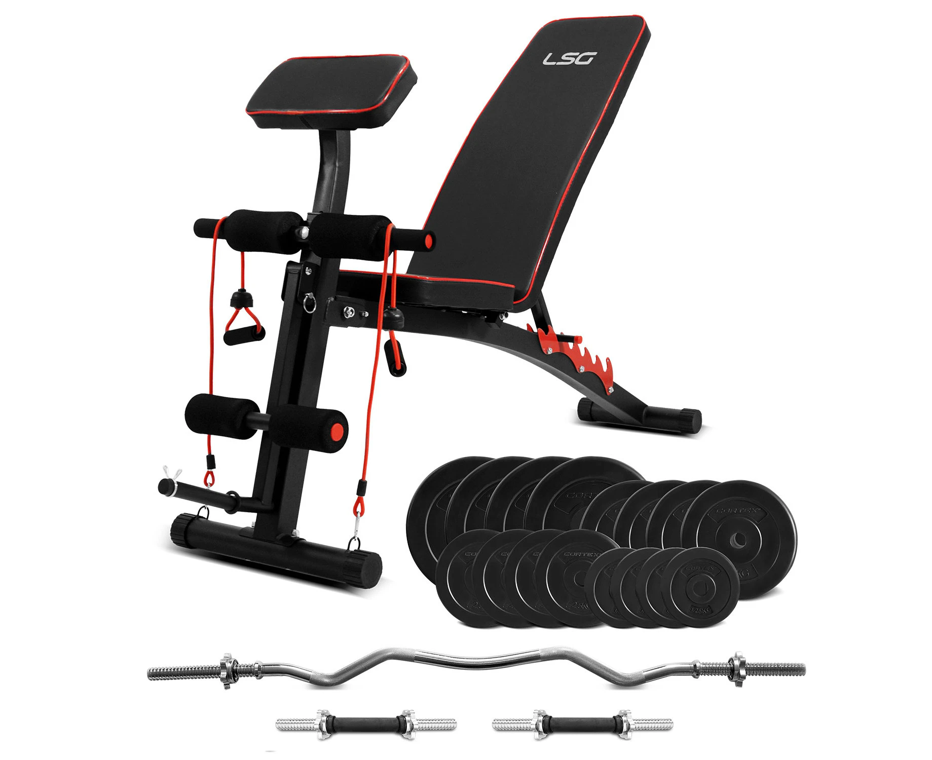 LSG GBN007 FID Bench with 84kg Weight and Bar set