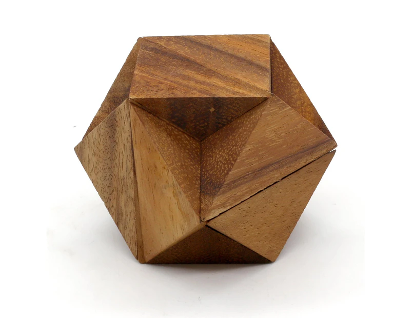 Wooden brain teaser puzzle, 3D wood puzzle, handmade-Star Shape challenge