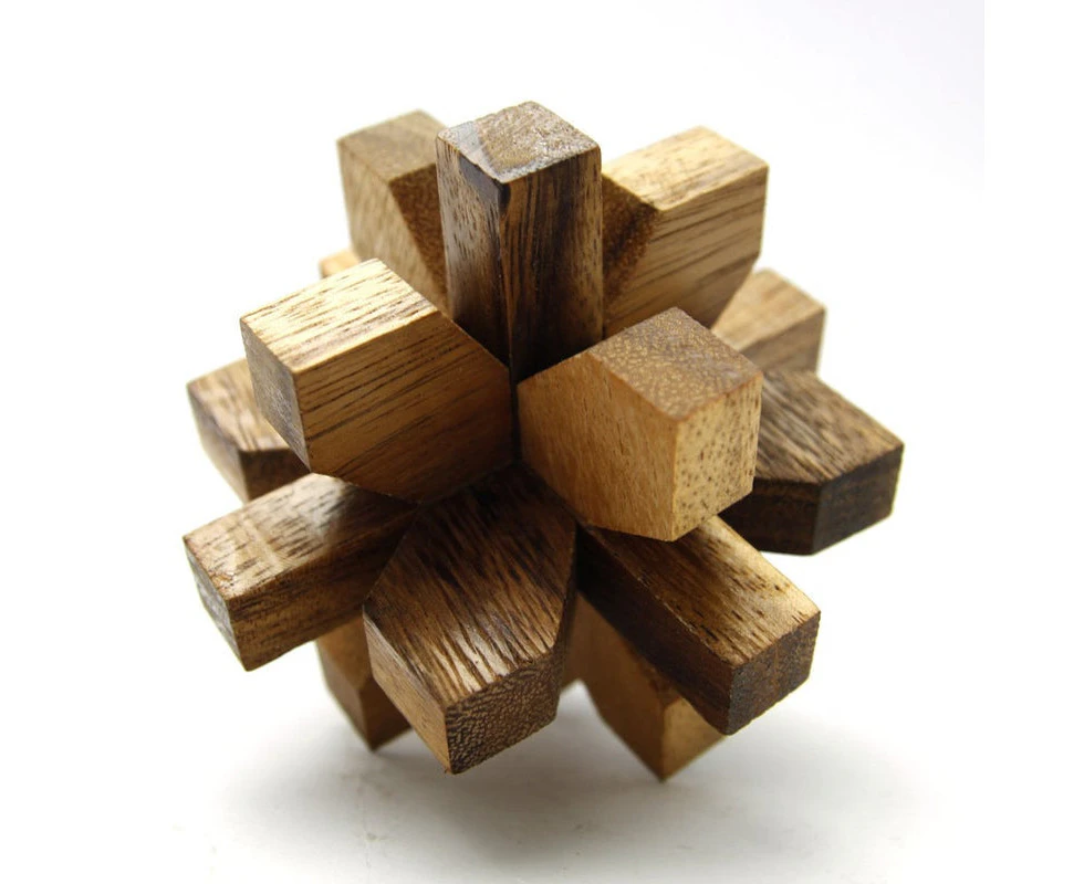 Wooden brain teaser puzzle, 3D wood puzzle, handmade-Flower bunch Shape challenge