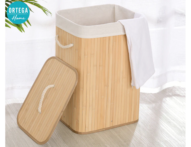 Ortega Home 72L Rectangular Folding Bamboo Laundry Hamper - Natural