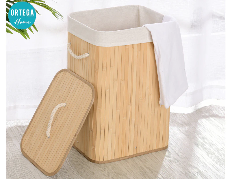 Ortega Home 72L Rectangular Folding Bamboo Laundry Hamper - Natural ...