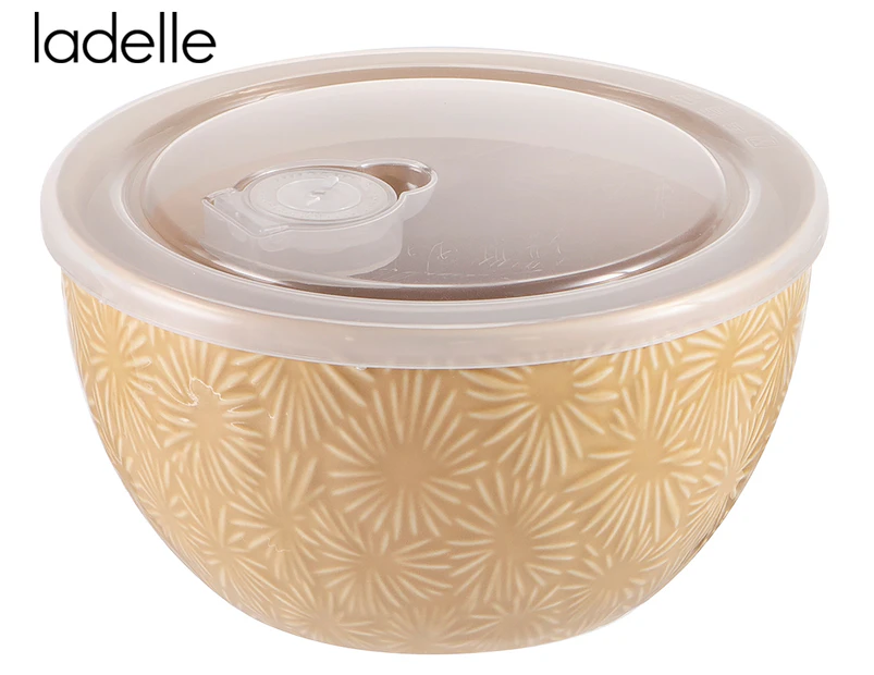Ladelle 800mL Oxley Flower Microwave Food Bowl - Mustard