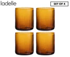 4pc Ladelle 380ml Savannah Ribbed Amber Glass Tumbler/Glass/Cup Cold Drinks