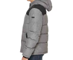 DKNY Men's Arctic Puffer Jacket w/ Hood - Grey/Black