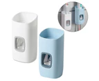 Bestier 2Pcs Toothpaste Dispenser and Toothbrush Holder Set Wall-Mounted Bathroom Accessories-Blue White