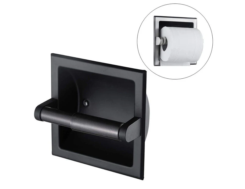 Bestier Recessed Toilet Paper Holder Stainless Steel Roll Paper Holder-Black