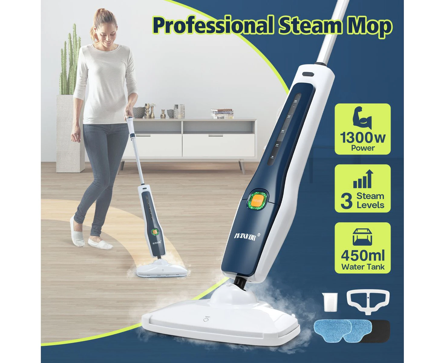 Maxkon 14 in 1 Steam Mop Handheld Steamer with Accessories 1EA