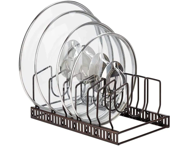 Adjustable Kitchen Lid Organizer, 7 Adjustable Compartments for Pantry or Cabinet