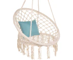 Handwoven Cotton Macrame Hammock Hanging Chair Swing for Outdoor Use, Beige