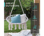 Handwoven Cotton Macrame Hammock Hanging Chair Swing for Outdoor Use, Beige