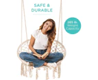 Handwoven Cotton Macrame Hammock Hanging Chair Swing for Outdoor Use, Beige