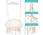 Handwoven Cotton Macrame Hammock Hanging Chair Swing for Outdoor Use, Beige