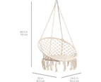 Handwoven Cotton Macrame Hammock Hanging Chair Swing for Outdoor Use, Beige