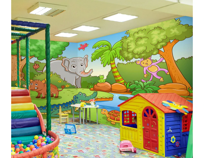 3D Cartoon Elephant Trees 1402 Indoor Play Centres WallPaper Murals Wall  Print Decal Wall Deco Indoor Wall Murals .au