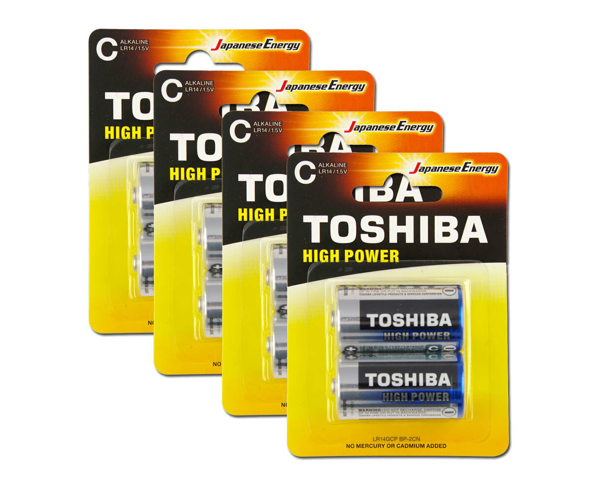 8pc Toshiba Alkaline C Battery 1.5V No Mercury & Cadmium Added Leakage Resistant