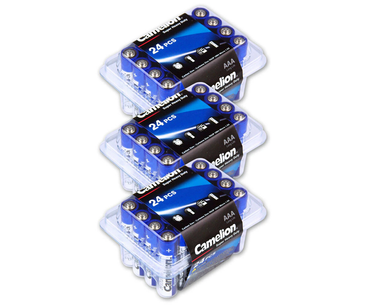 72pc Camelion R03P Super Heavy Duty AAA Battery 550mAh 1.5V No Mercury & Cadmium