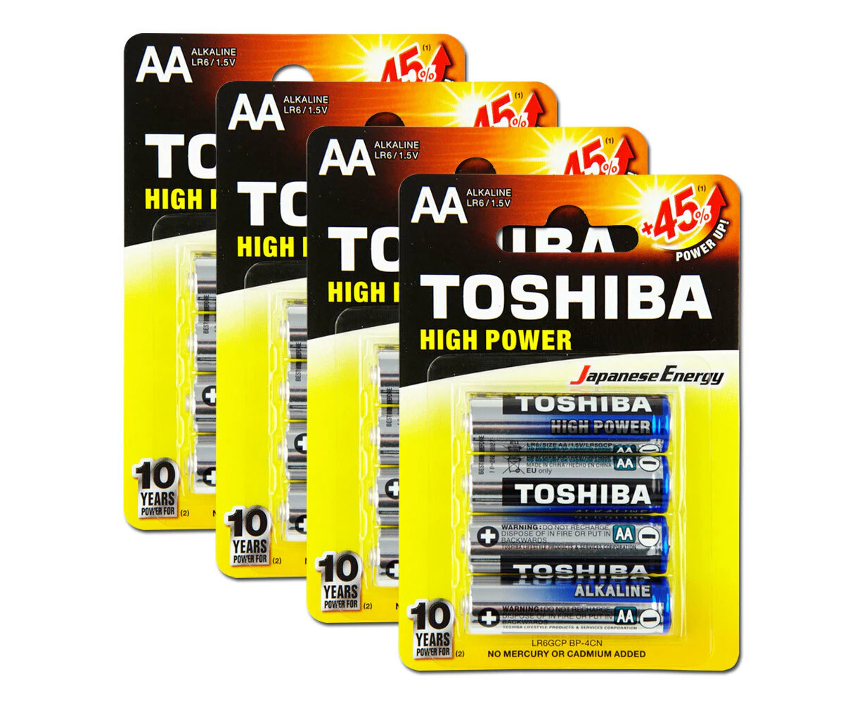 16pc Toshiba Alkaline AA Battery 1.5V Leakage Resistant No Mercury & Cadmium