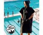 Adrenalin 100% Cotton Beach/Spa/Pool Towel Hooded Poncho Towel S Adults/Teen BLK