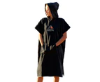 Adrenalin 100% Cotton Beach/Spa/Pool Towel Hooded Poncho Towel S Adults/Teen BLK