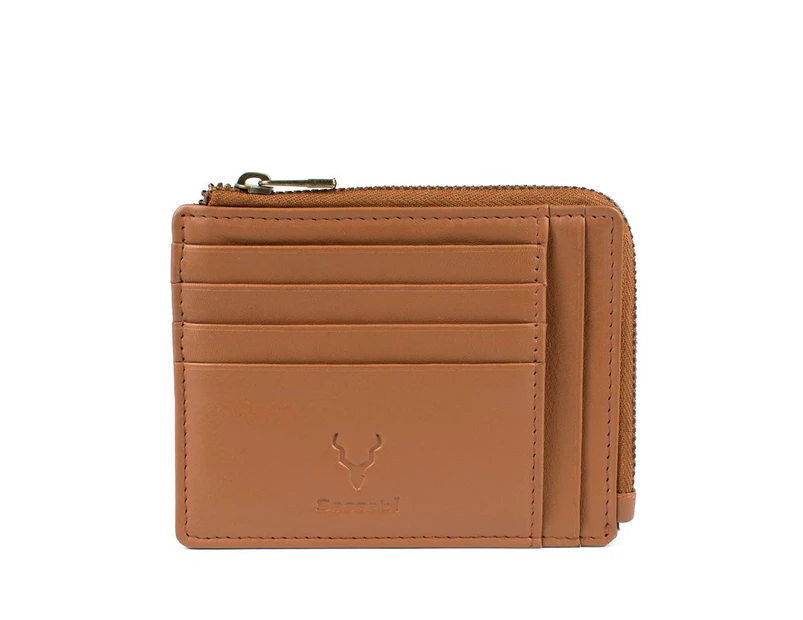 Genuine Leather Mens Wallet Cardholder 12 Credit Cards RFID Safe Tan