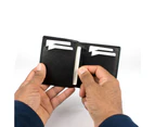 Genuine Soft Leather Mens Slim Wallet Bifold Cardholder RFID Safe Black