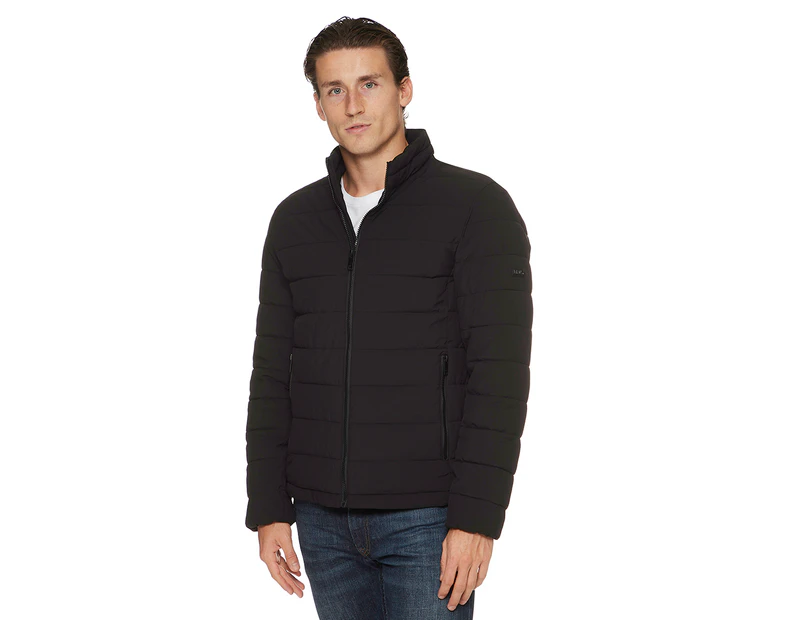 DKNY Men's Quilted Stand Collar Puffer Jacket - Black
